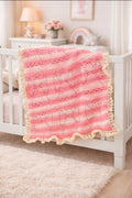 Heirloom Crochet Baby Girl Blanket – Pink & Cream Scalloped Nursery Throw | Handmade Keepsake Gift