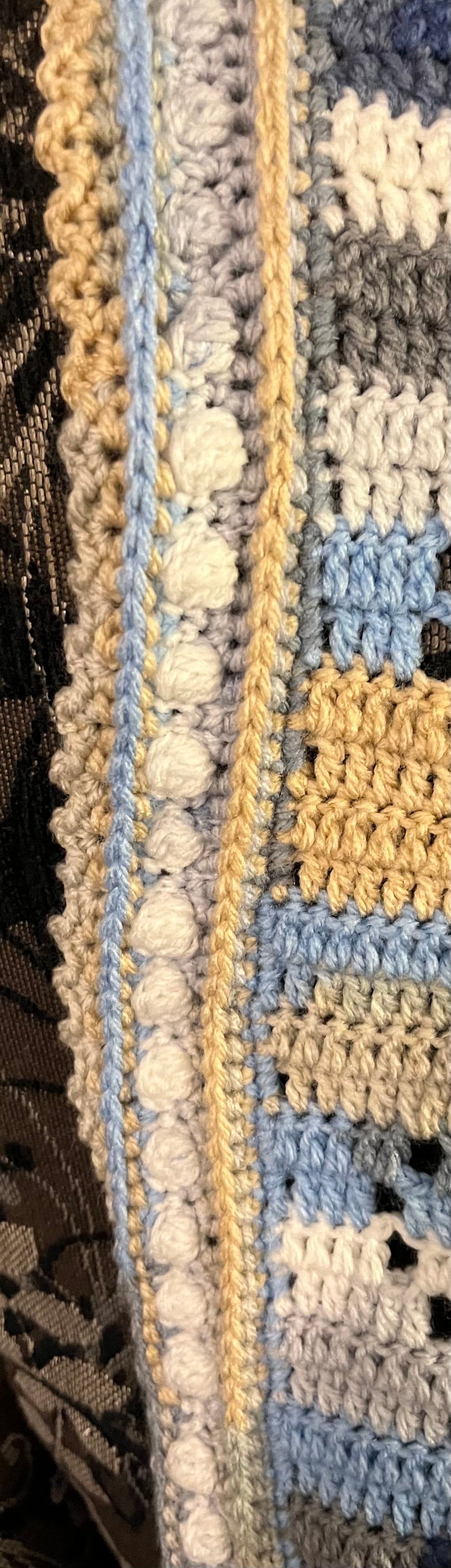 Heirloom Crochet Baby Blanket – Soft Blue & Cream | Handmade Nursery Throw | Faith-Inspired Gift