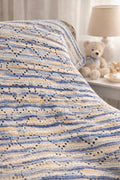 Heirloom Crochet Baby Blanket – Soft Blue & Cream | Handmade Nursery Throw | Faith-Inspired Gift