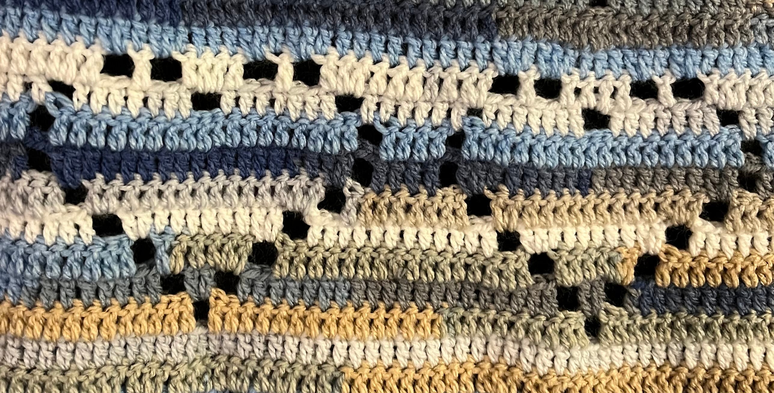 Heirloom Crochet Baby Blanket – Soft Blue & Cream | Handmade Nursery Throw | Faith-Inspired Gift